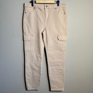 Buffalo David Bitton Women's Becky High Rise Cargo Pants Beige Size 12 Utility